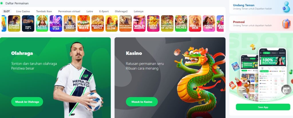 Tampilan Spotbet yang modern